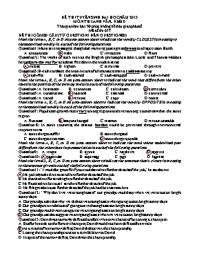 Đề thi tuyển sinh Đại học Khối D môn Tiếng Anh năm 2013 - Mã đề thi 637